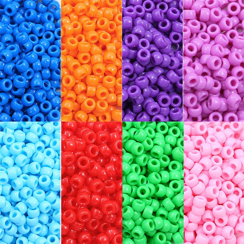 100Pcs Acrylic Pony Beads 9x6mm Bulk Plastic Large Hole Decorative Beads For DIY Friendship Bracelet Jewelry Making Braids 썸네일 4