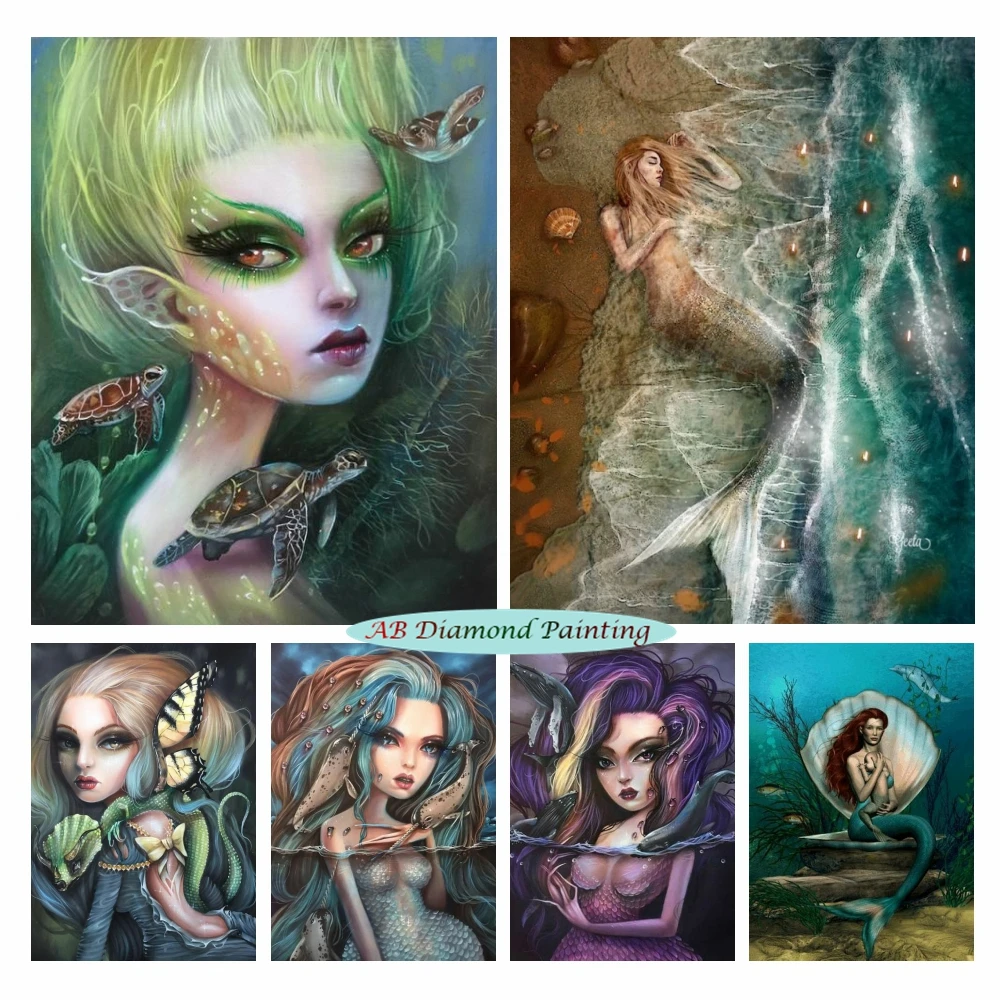 

Fantasy Fairy 5d AB Diamond Painting Mermaid Angel Figure Wall Art Diamond Embroidery Cross Stitch Kit Handcraft Gift Home Decor