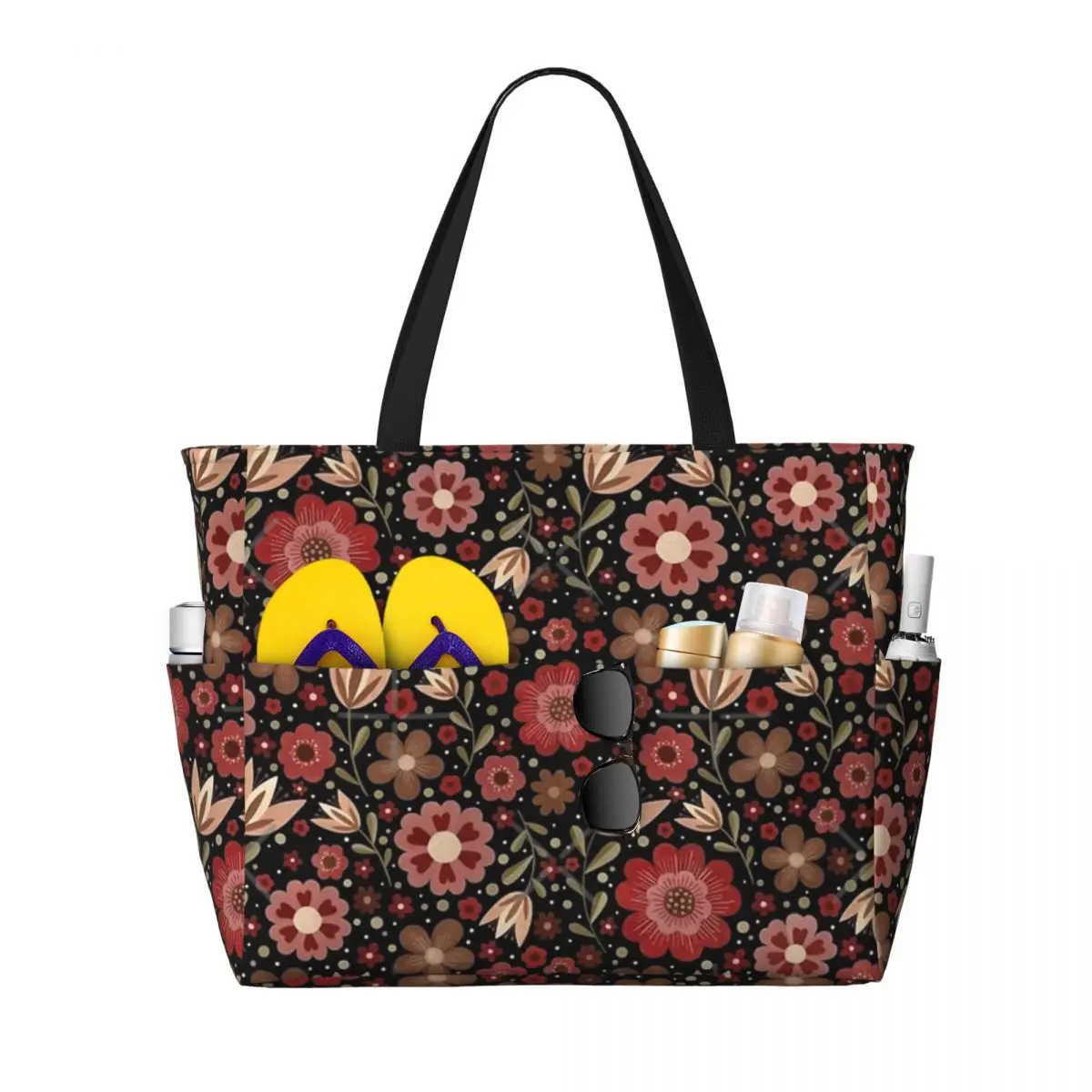 Sommer Blumenmuster Strand Reisetasche, Einkaufstasche Retro praktische Sport Geburtstags geschenk Multi-Style-Muster