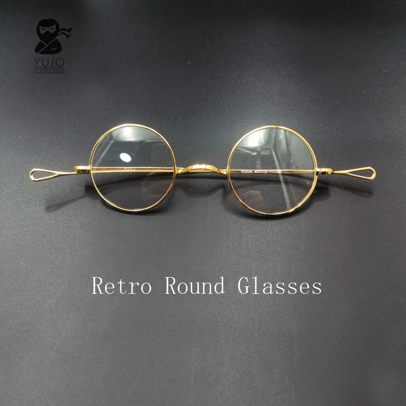 

Vintage Round Metal Eyeglasses Frame Ultra-Thin Lightweight Retro Prescription Glasses for Men Women No-Slip Saddle Bridge Eyewe