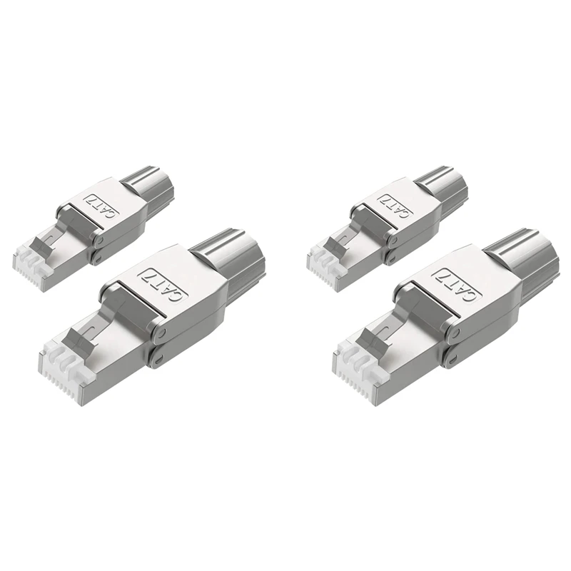 4 Pcs For RJ45 CAT7 Connectors Tool Free Shielded Toolless Modular Network Plug For Installation Cable