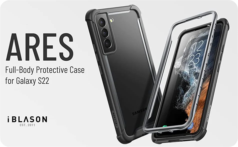 For Samsung Galaxy S22 Case 6.1inch (2022 Release) I-BLASON Ares Full-Body Rugged Bumper Cover WITHOUT Built-in Screen Protector