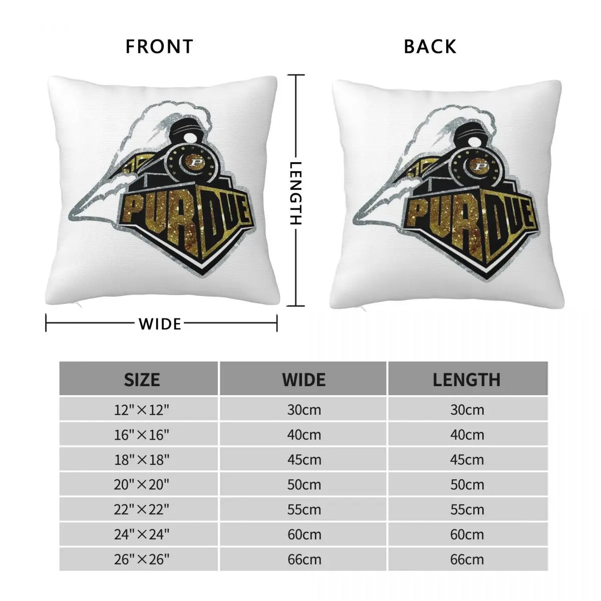 Purdue University Boilermaker Special Square Pillowcase Polyester Linen Velvet Printed Zip Decorative Car Cushion Case