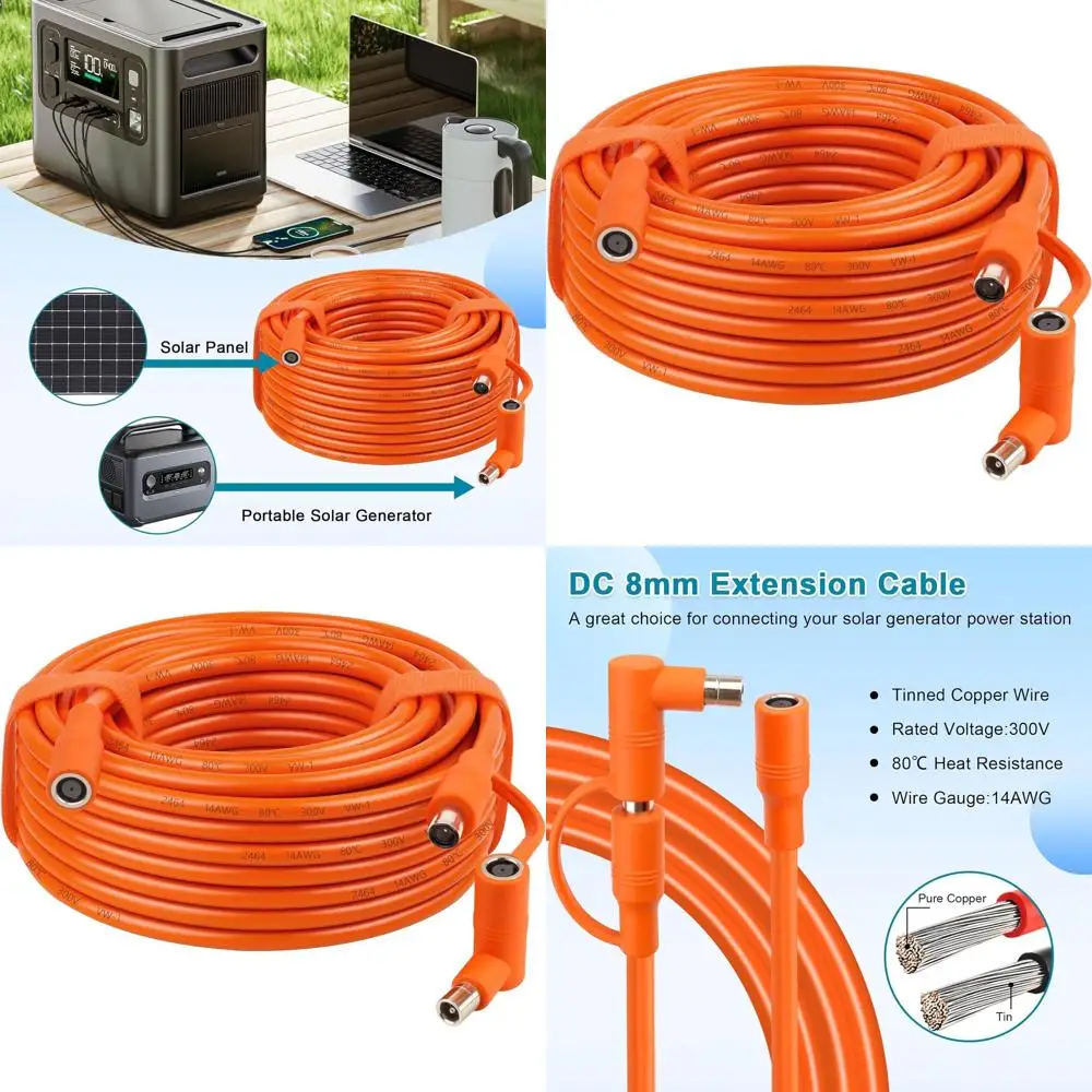 

14AWG 8mm DC Extension Cable, 40T Female to DC7909/8020 Male, Compatible with 240/300/500/1000/1500/2000 Watt Generators
