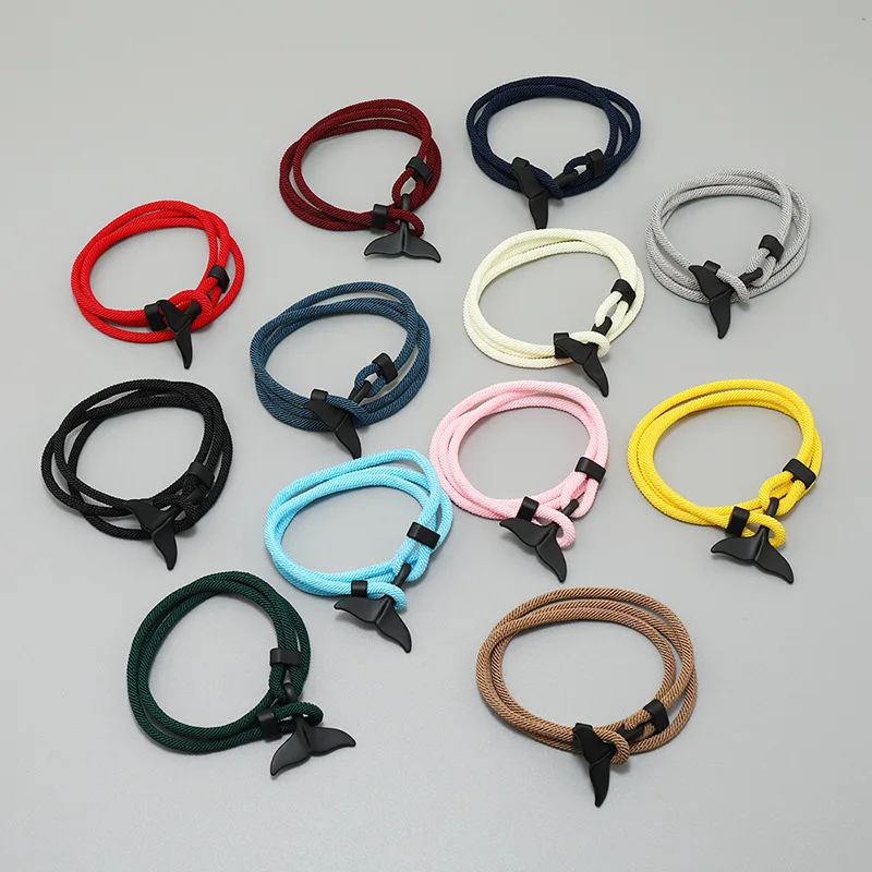 سوار حبل ذيل الحوت للرجال ، أزياء بسيطة ، جودة عالية ، خط ميلان ، حياكة يدوية نقية ، سوار معصم ذكر ، هدية مجوهرات #2