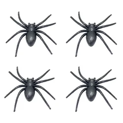 4 pcs Plastic Fake Spider Practical Jokes Props Realistic Rubber Spider for Prank Halloween Party halloween spider
