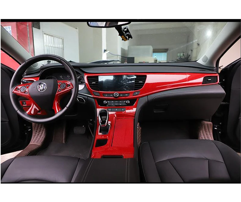 

For Buick Lacrosse Avenir 2016-2022 Black Red Carbon Fiber Wood Grain Style 19Pcs Car Decoration Accessories Interior Sticker