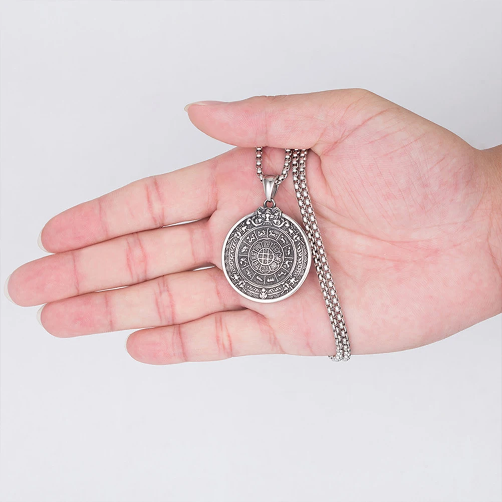 

Chinese Treasures Necklace Titanium Steel Men Jewelry Pendant Vintage Crowd Grasping Gift Clothes Decoration Durable