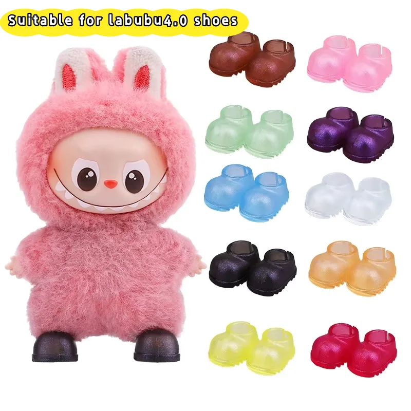 

For Mini Doll Shoes Labubu 4.0 The Monsters Pin For Love Series 10cm Doll Clothe Outfit Standing transparent rain boot accessory