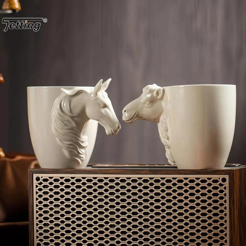 

180ml Animal Ceramic Espresso Cup Light Luxury Grass Ash Host Cups Three-dimensional Handle Personal Water Cup