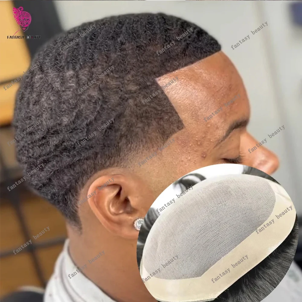 

Дышащий моноволоконный парик из 100% натуральных человеческих волос (8 мм, 10 мм), глубокая волна 360°, для мужчин, в стиле афро, для замещения волос при выпадении, мужской афро-протез для волос