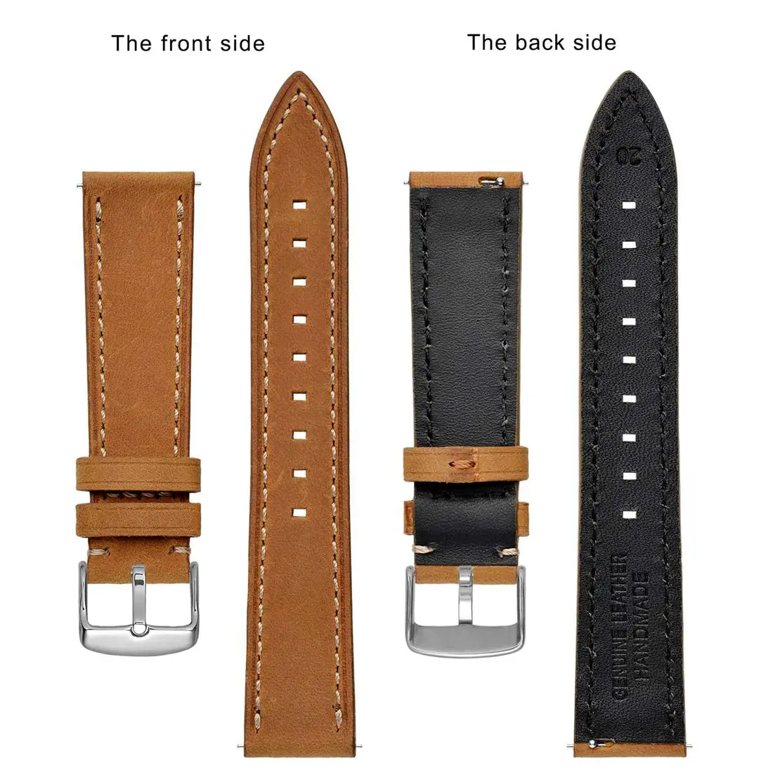 BISONSTRAP Genuine Leather Watch Strap 18mm 19mm 20mm 21mm 22mm Watch Strap for Men and Women Quick Release Watch accessories