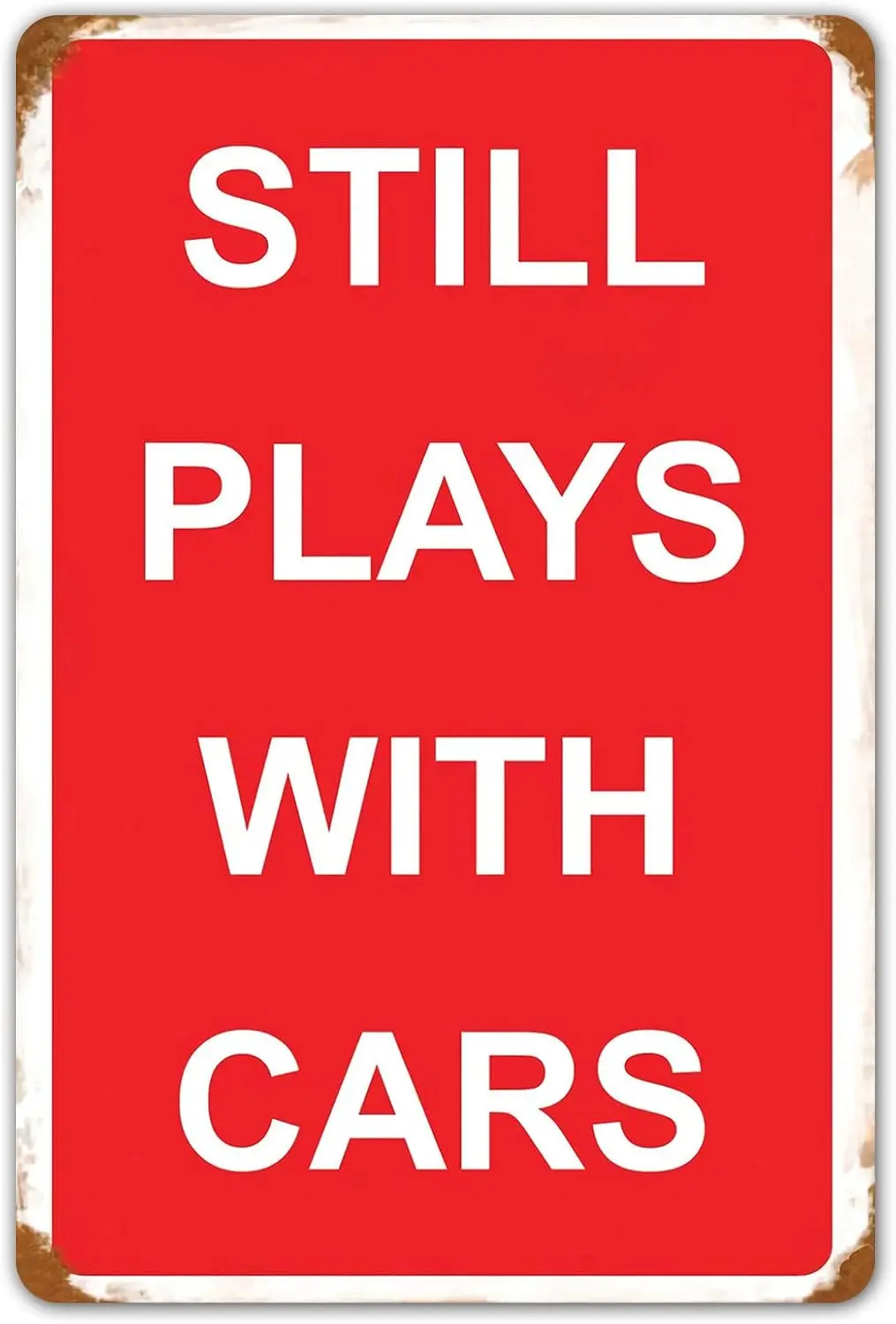 HomDeo Funny Vintage Plays with Cars Metal Sign Garage Man Cave Home Bar Decor