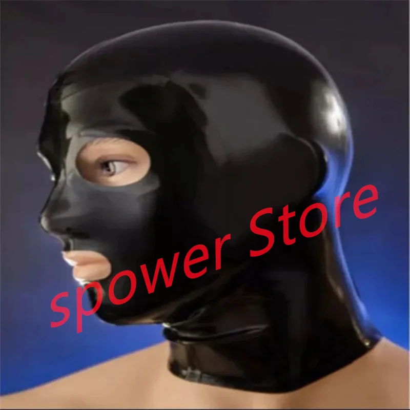 

Natural Latex Full Head Latex Hoods Rubber Mask Fetish Cosplay Mask Back Zipper Club Wear