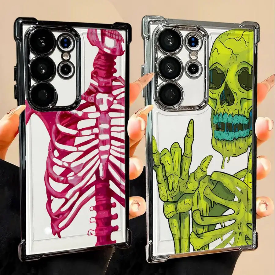 Phone Case for Samsung Galaxy S20 FE S24 S21 Plus S22 Ultra S25 Edge S23 Clear Cover Cartoon Skull Cool