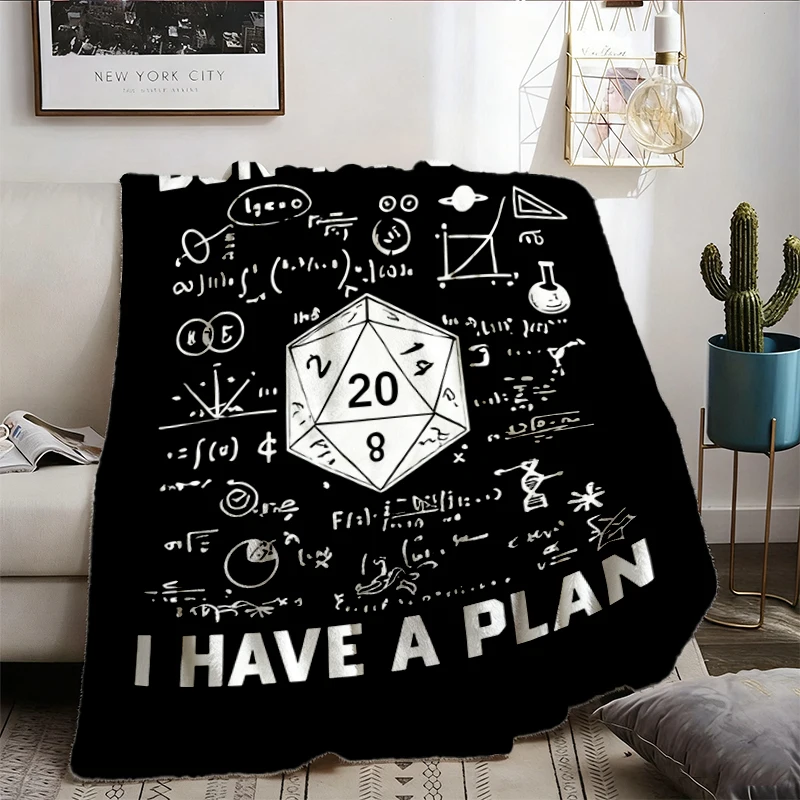 Don't Worry I Have a Plan Flannel Blanket, Gifts for Gamer, Playing Game Flannel Throw, Funny Dungeons Cozy Blanket