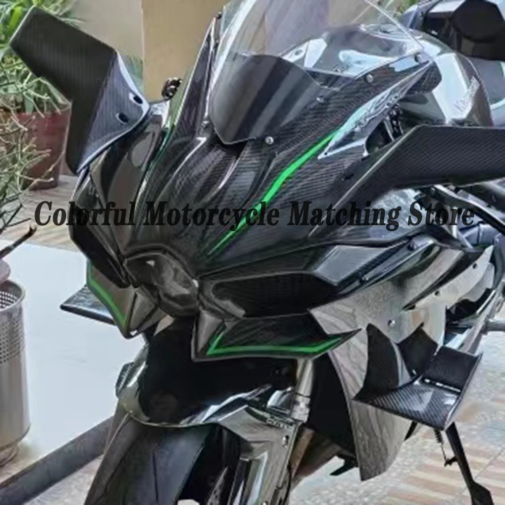 Motorcycle Aerodynamic Fixed Wing For Kawasaki Ninja H2 H2R 2015-2023 Front Wing Front Spoiler Fairing Accessories Side Winglets