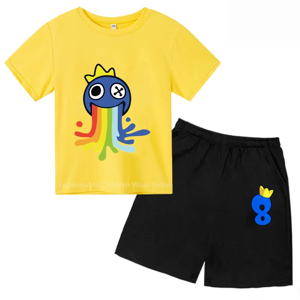 2024 Summer Shortsleeve Set With Shorts - Embrace The Magic Of Rain-Bow Friends - Boys & Girls Casual Fashion For Ages 3-14