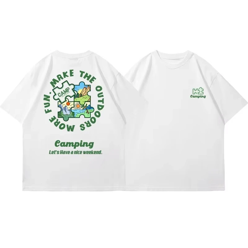 

2025Outdoor T-shirt Men's Summer Fashion Loose and Comfortable Short-sleeved Cotton Crew Neck Top Men's and Women's T-shirt