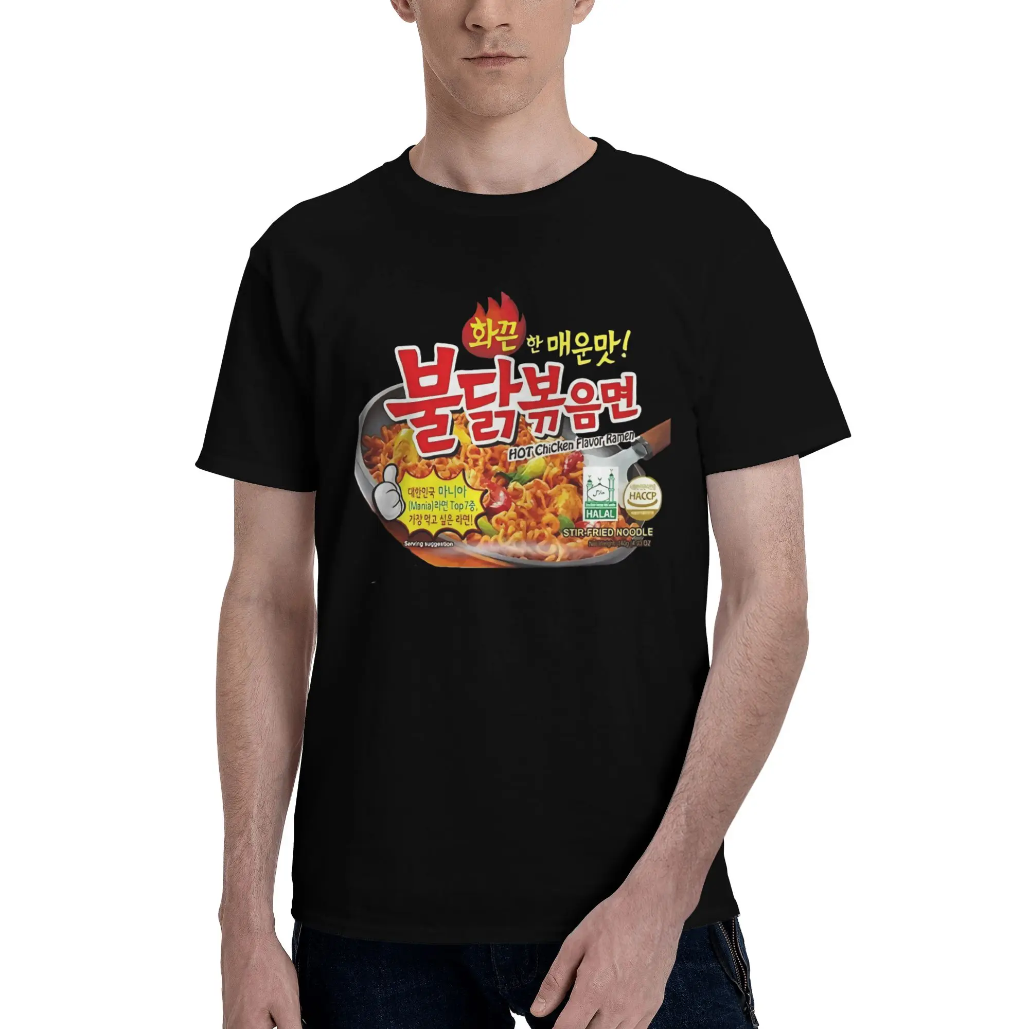 Camisetas Samyang Spicy Noodles, camiseta de algodón con cuello redondo y manga corta vintage, ropa de fiesta para hombre