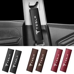 New 2pcs Leather Seat Belt Covers Car Accessories Car Shoulder Pad Seat Belt For Tesla Model 3 Model S X Model Y Roadster SpaceX