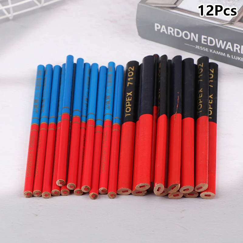 12pcs Double Ended Colored Wooden Pencils Pre-Sharpened Red And Blue Pencils Checking Pencils For Checking Map Coloring