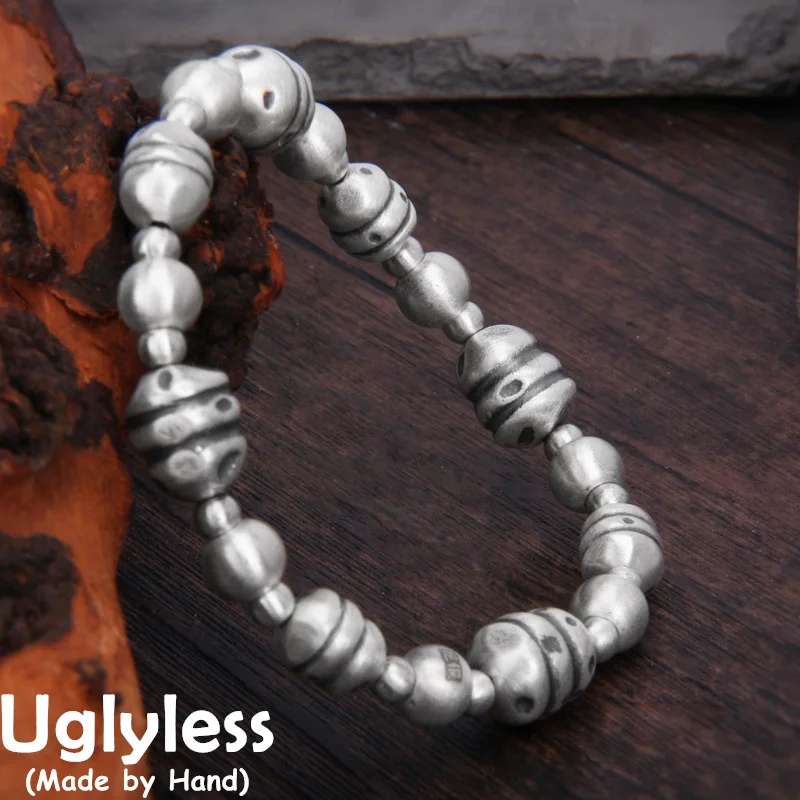 Uglyless Hollow 999 Silver Balls Bracelets for Women Thai Silver Neutral Jewelry Multi Beaded Bracelets Vintage Ethnic Bangles