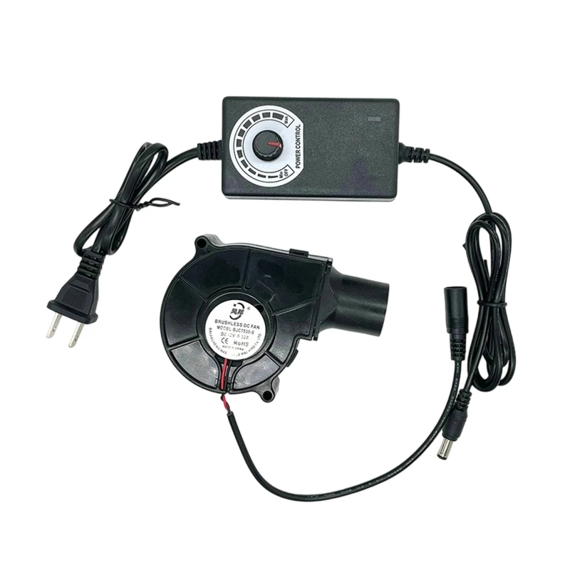 3600RPM Blower Fan With Variable Speed Control 7530 Brushless Blower Cooling Fan for Camping, Charcoal Ignitions D2RD