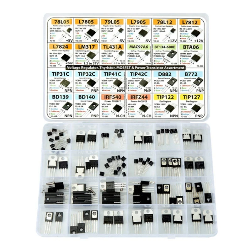 SOT-23 Electronic Components, Transistors, Bjts, Mosfets, Diodes, Schottky, Switches, 24 Types Durable Easy Install