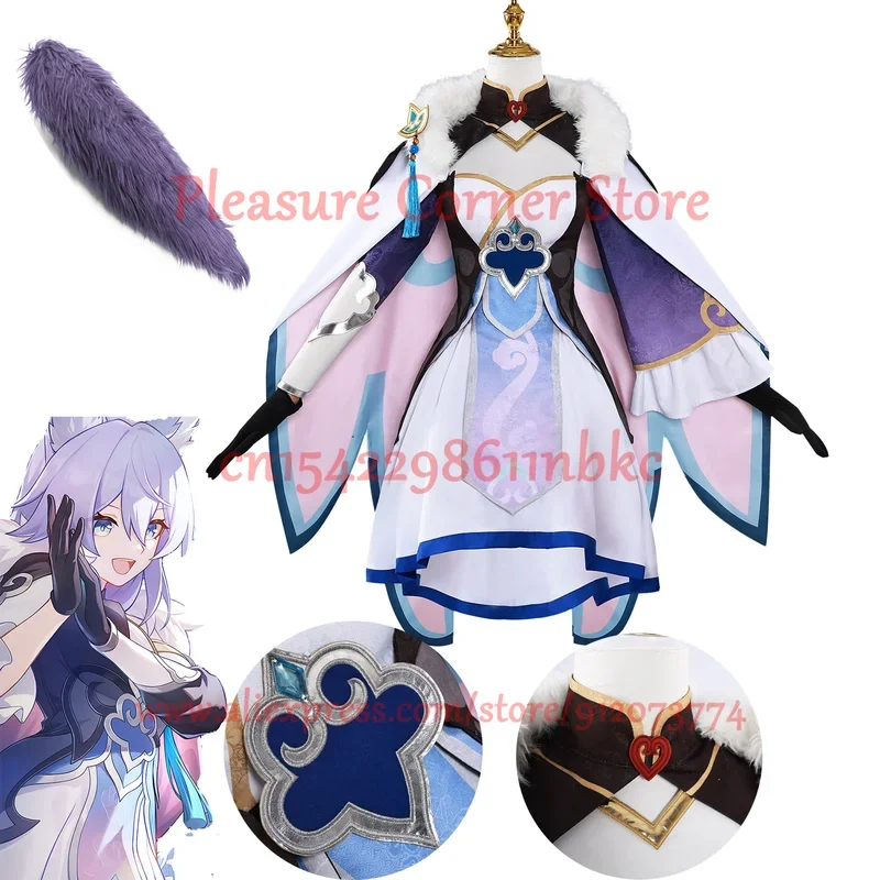 Honkai Star Rail Baiheng Cosplay Costume Full Set Outfit Bai Heng Cosplay Dress With Accessory Baiheng Cosplay Wig Shoes Pro # 1