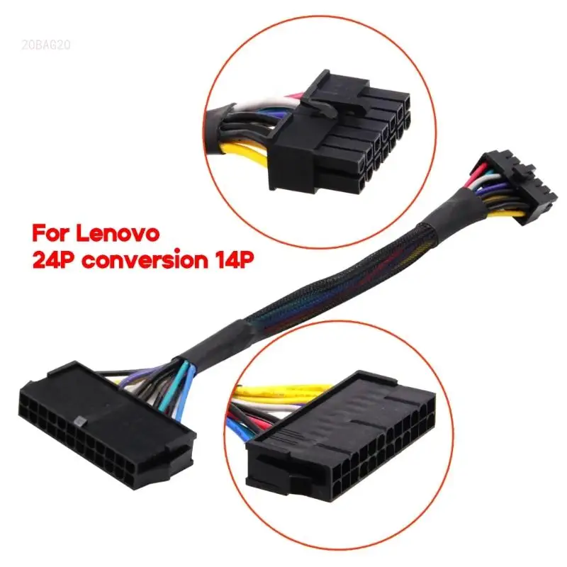 24 Pin to 14 Pin PSU Main Power Supply ATX Adapter Cable Cable for . Q77 B75 A75 Q75 H81 Motherboard