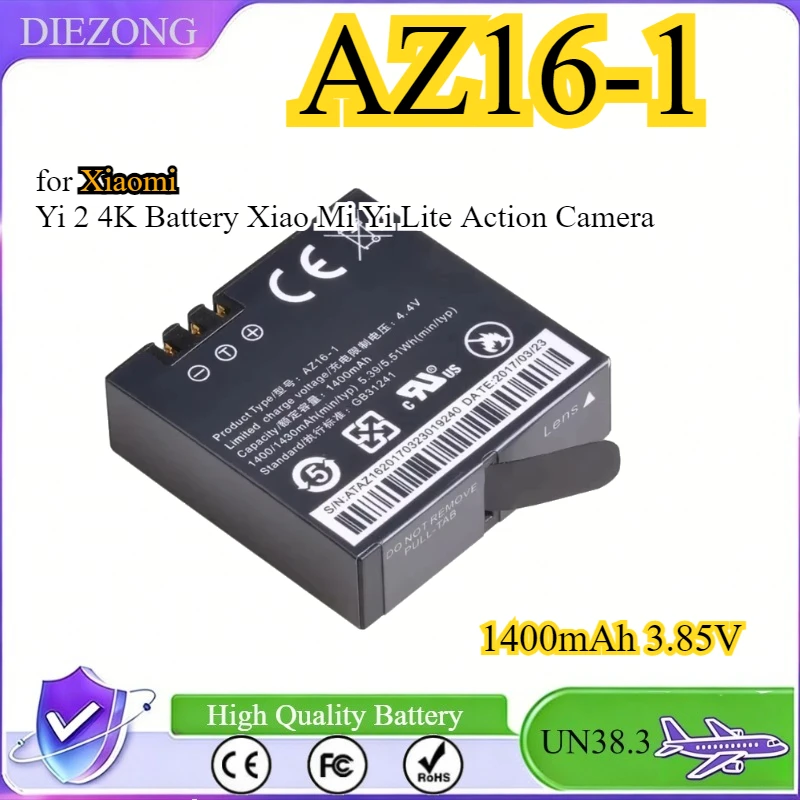 

AZ16-1 1400mAh 3.85V Battery AZ16 1 Bateria for Xiaomi Yi 2 4K Battery Xiao Mi Yi Lite Action Camera High Qualty