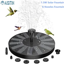 Fontaine solaire à 6 buses, 1.5W, adaptée au jardin, bain d'oiseaux, nouvelle mise à niveau 2022