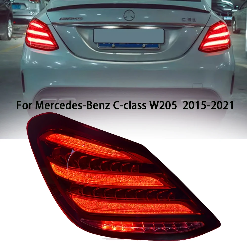 

Автомобильные фары для Benz W205 светодиодный Tail светильник 2014-2021 C180 C200 C260 C300, задняя фара DRL, динамический сигнал, автомобильные аксессуары