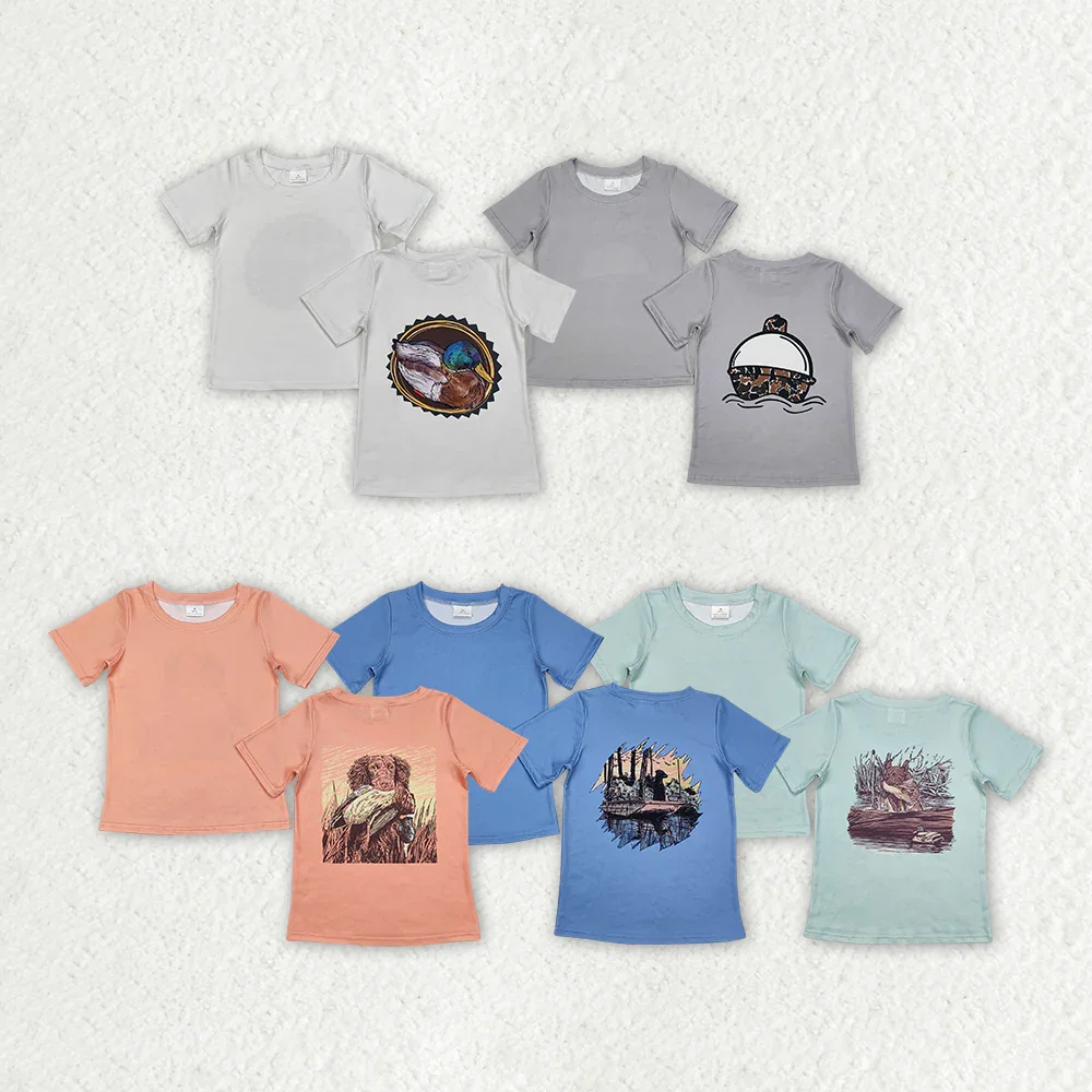 Wholesale Baby Boy T-shirt Tee Summer Children Kids Short Sleeves Dogs Ducks Shirt Infant Toddler Clothing