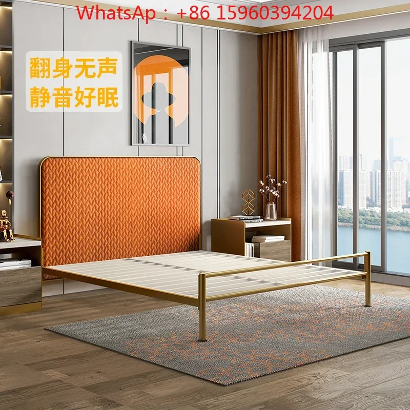 Tiantan Furniture Легкая экстравагантная кровать из металла Iron Art, утолщение и укрепление, двуспальная, экономичная, простая, современная кровать