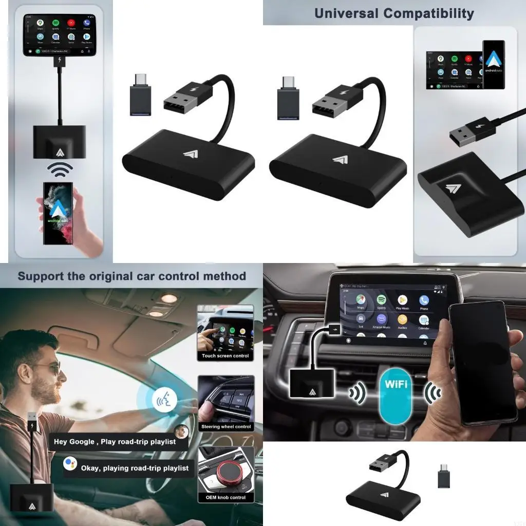 Android Auto Wireless Adapter Converts Android Auto to Wireless Easy Setup X37F