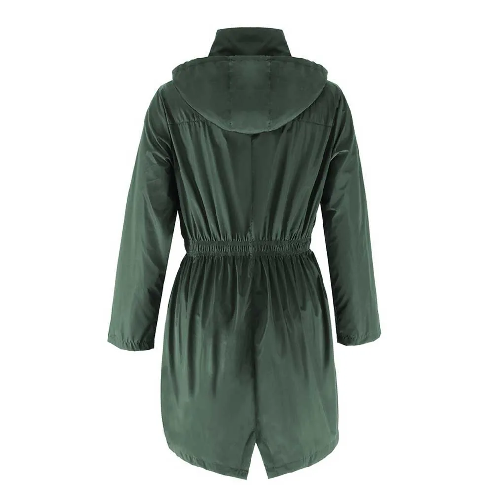 Chaqueta deportiva para mujer, abrigo impermeable a prueba de viento para exteriores para niñas, verde negruzco, M