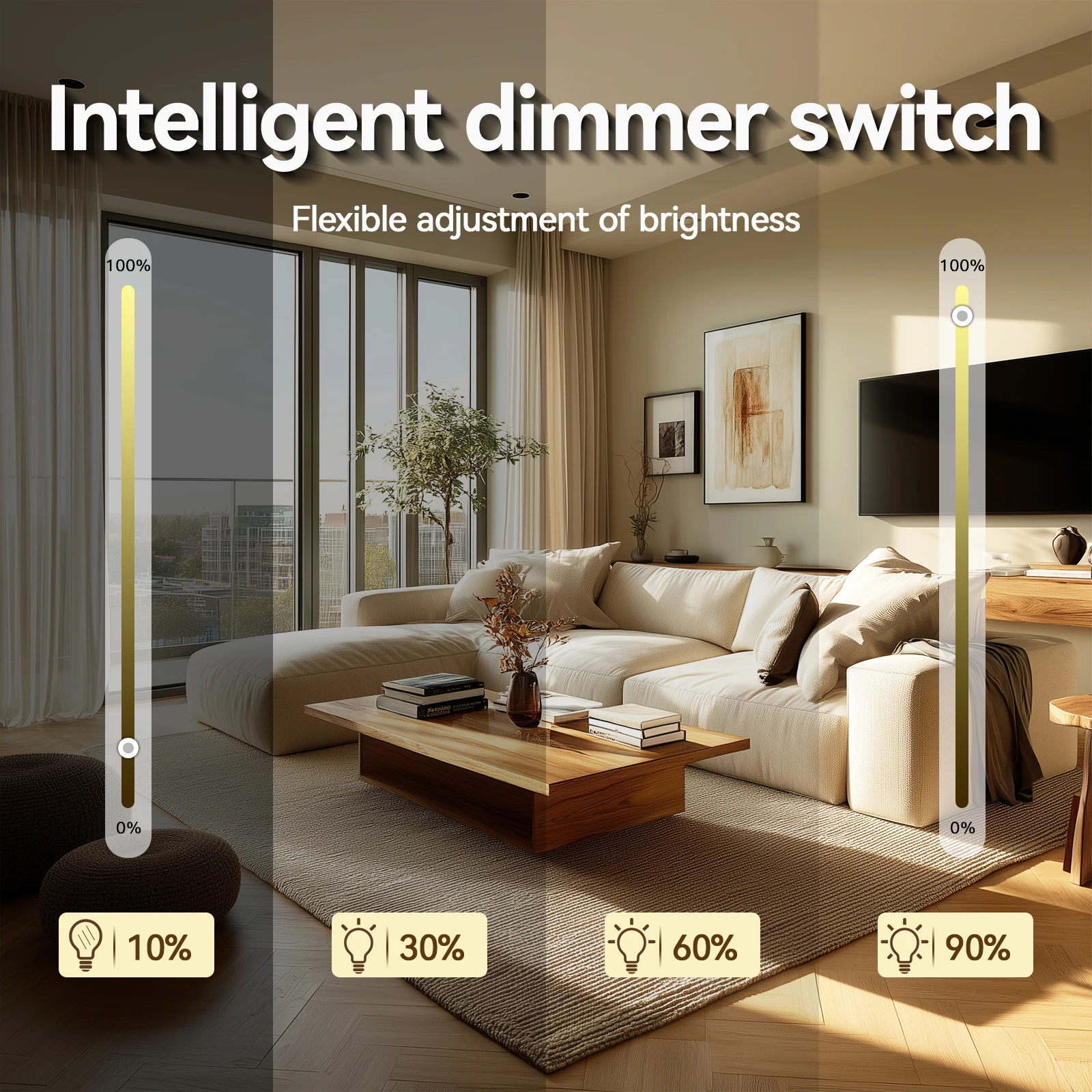 BSEED WIFI Dimmer Switches Smart Dimmable LED Light Switches Blue Backlight Glass Tuya APP Wall Switches EU Alexa Yandex Control