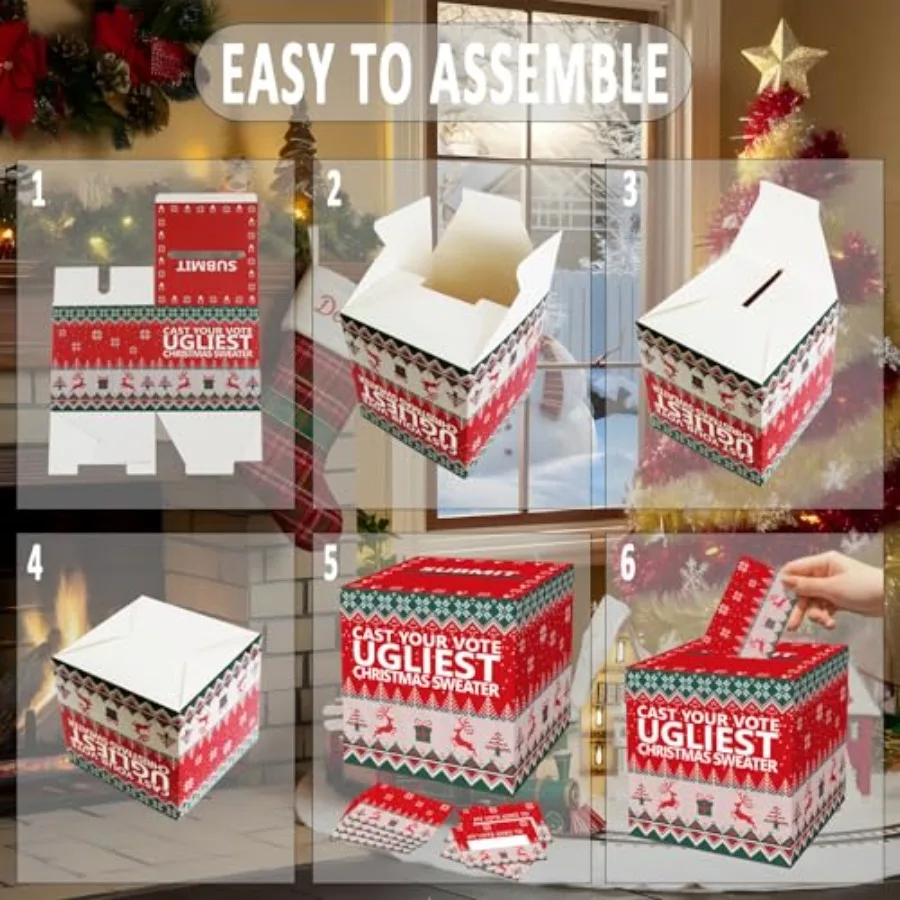 سترة قبيحة مسابقة صندوق الاقتراع مجموعة صناديق بطاقات التصويت بما في ذلك 50 بطاقة التصويت سترة المنافسة صندوق التصويت المستخدمة للمهرجان