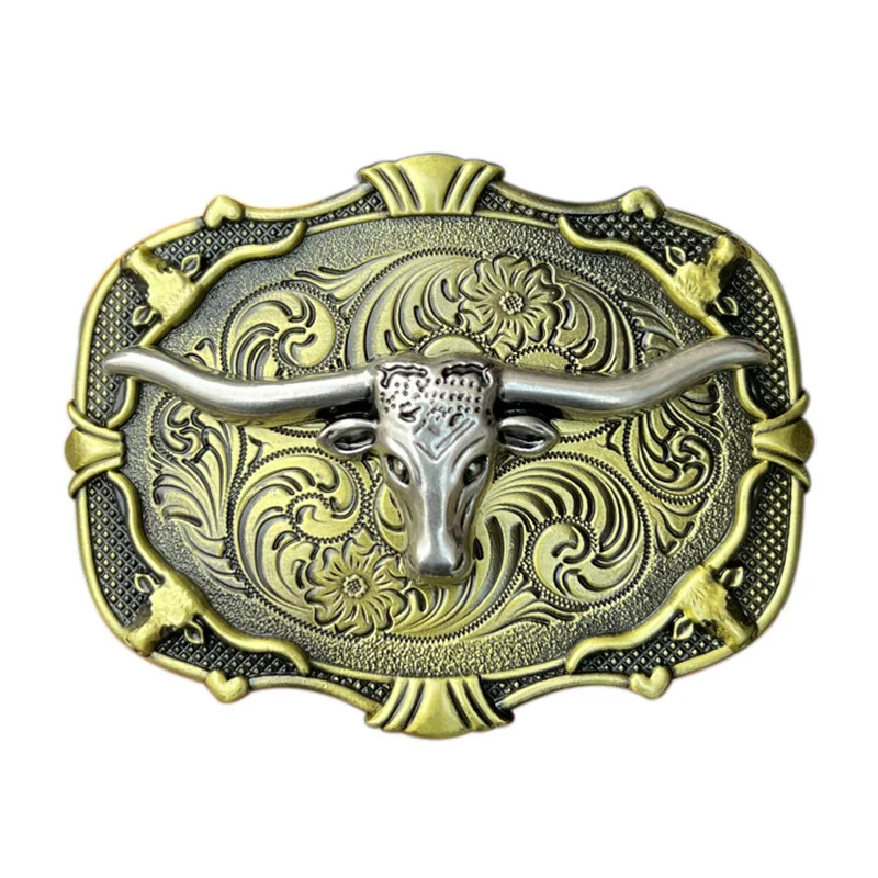 Hebilla de cinturón de cabeza Taurus, vaquero occidental, Europa y América