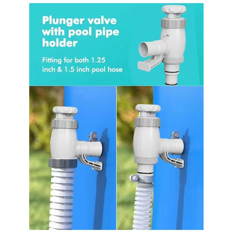 

ELOS-Pool Hose Adapter Two-In-One Plunger Valve With Plunger Valve And Pipe Bracket Swimming Pool Accessories