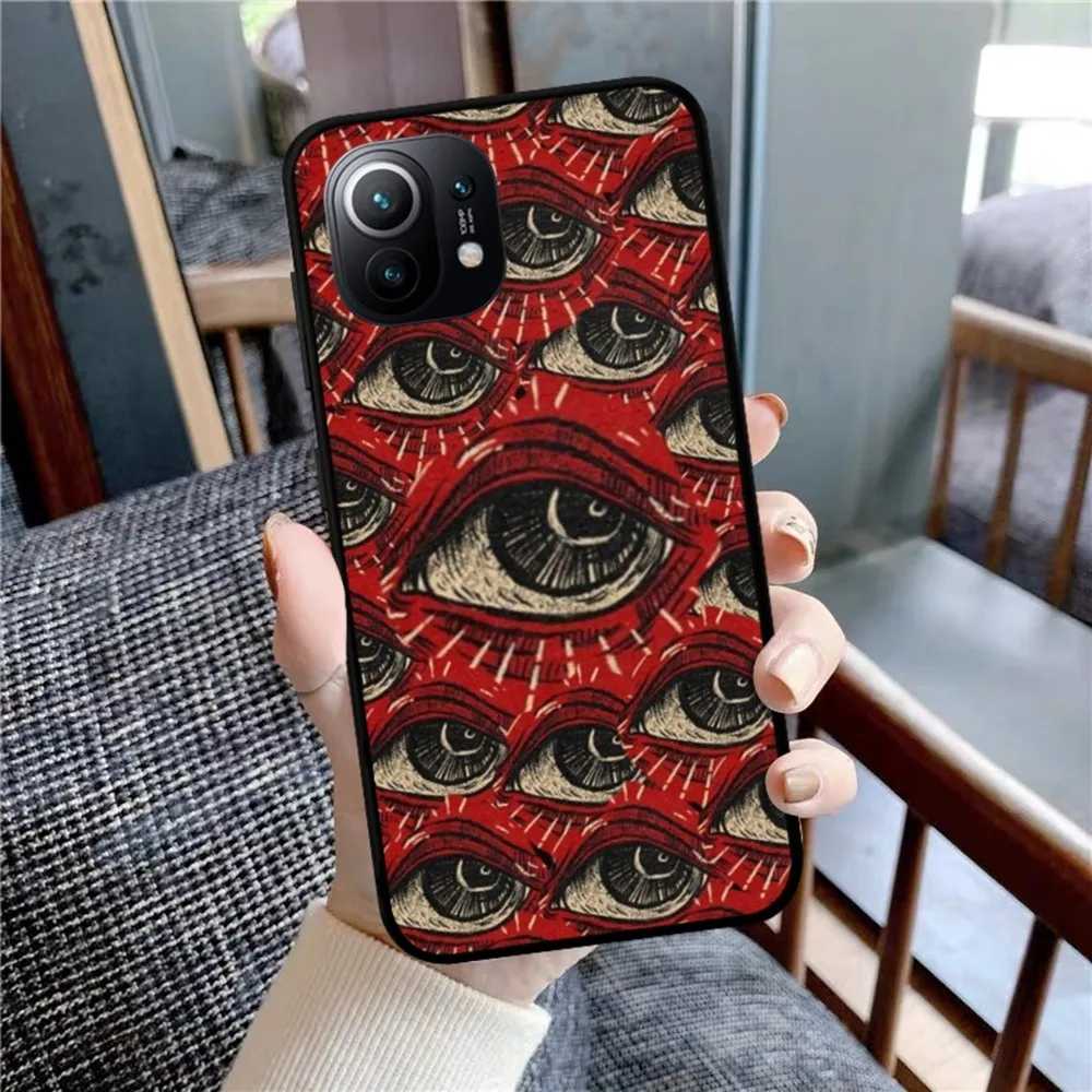 Scary Face Eyes Phone Case For Xiaomi Mi 5X 8 9 10 11 12 Lite Pro 10T PocoX3pro PocoM3 Note 10 Pro Lite