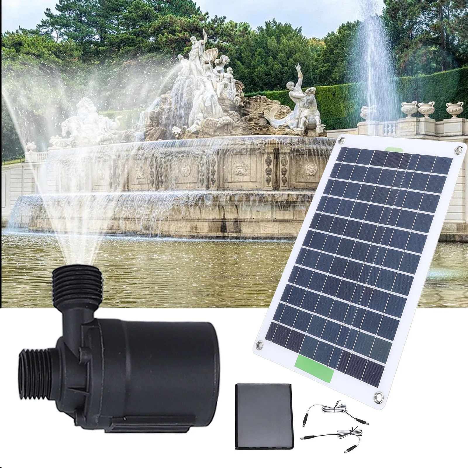 Solar  Low Noise Solar Powered Water Fountain Pump Professional 16.4FT Head 100W with Energy Storage Box for Fountain
