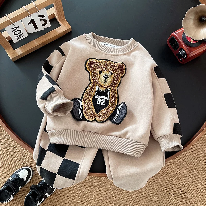 Boys Autumn Sets 2024 New Cartoon Baby Girls Clothes Suits Children\'s Sweatshirts+Sports Pants Kids Spring Casual Fashion Suit