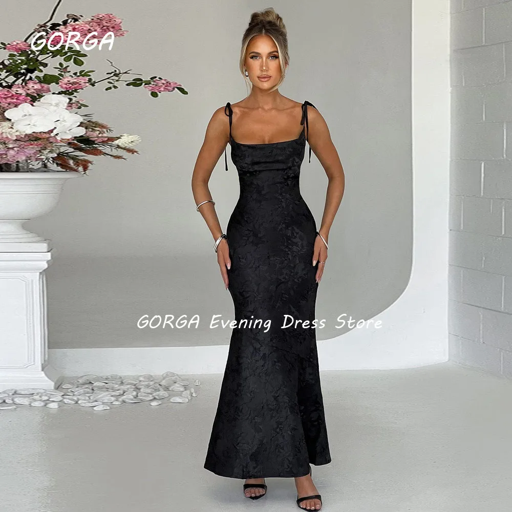 GORGA Sexy O-Neck Long Mermaid 2024 Slim Backless Satin Ocassion Gown Floor-Length Formal Evening Dress Party Dress