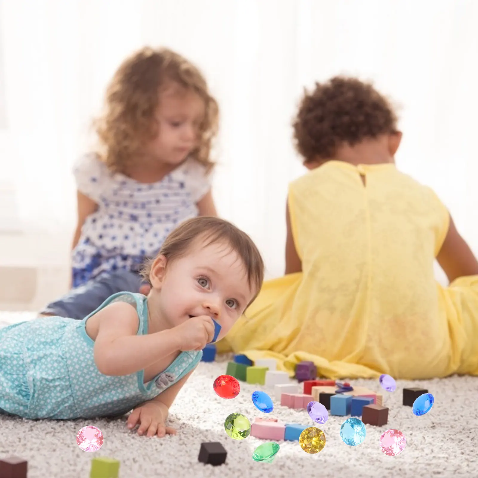 

20Pcs Imitation Crystal Gemstones Premium Material Home Decoration Kids Education Props Gemstones Acrylic Gems