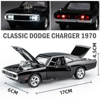 1:32 Simulation 1970 Dodge Charger Alloy Sports Car Model Sound Light Pull Back Luxury Car Children's Toy Gift Ornaments