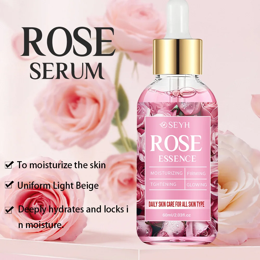 SEYH Rose Hydrating Essence 40ml/60ml - Day And Night Plant Extracts with Aloe Vera Rose Ceramides Retinol Peptides for Elastic