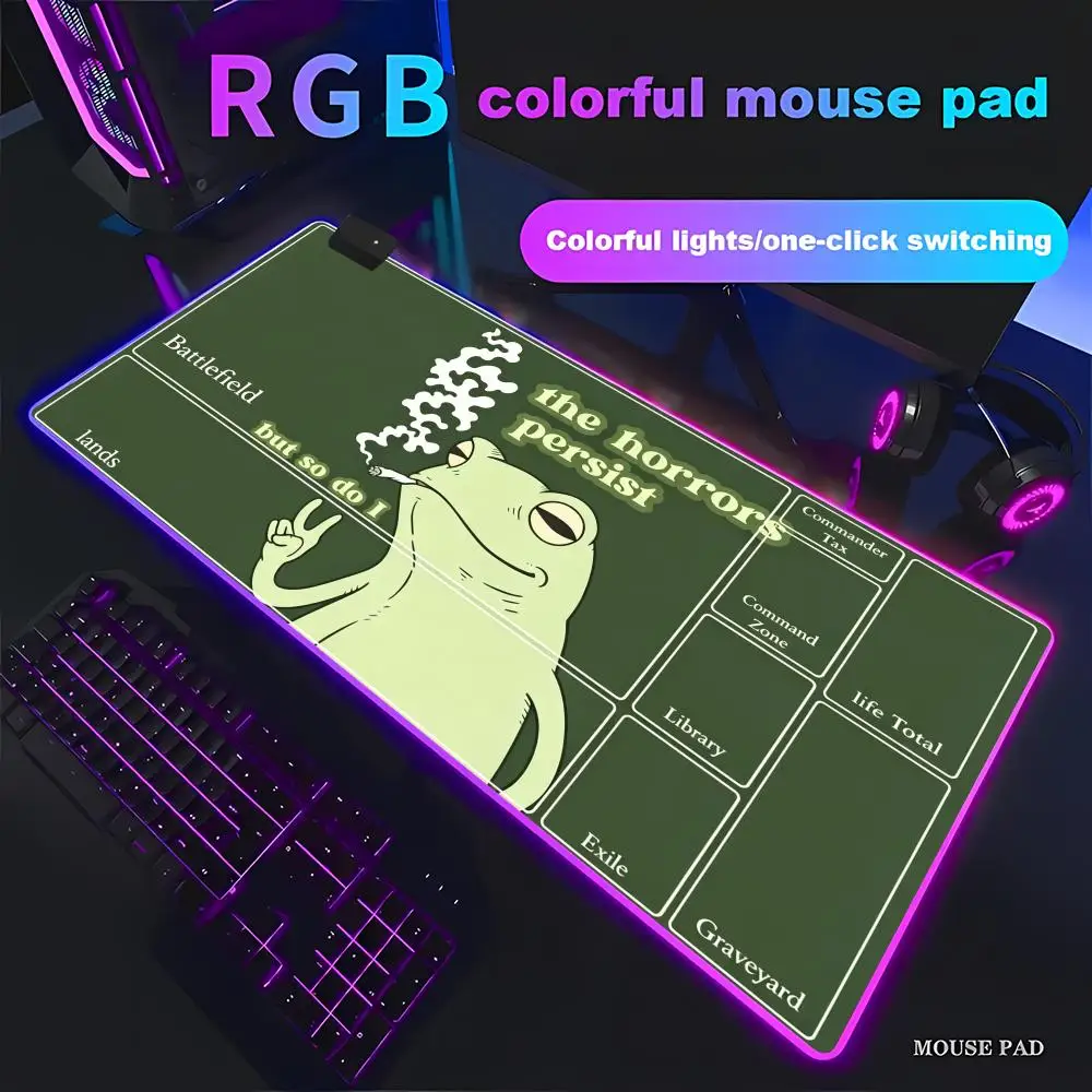 

HYBXAXC Funny frog Mouse Pad The Magic Gathering Playmat MTG TCG Office Desk Mat RGB Gaming Gamer LED for Work Game PC Laptop